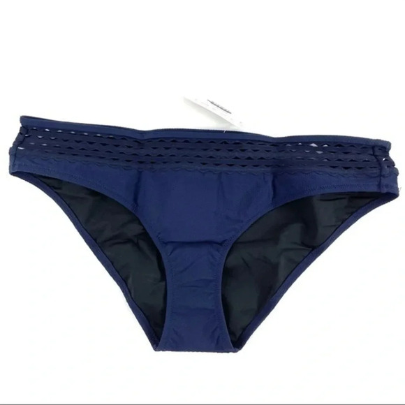 New J Crew Low Rider Pique Bikini Bottom Navy Blue - Picture 1 of 3